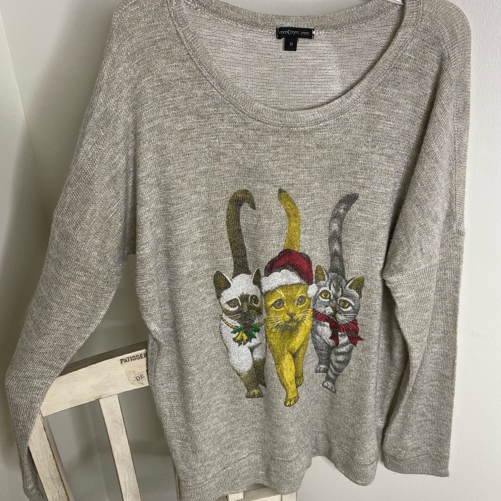 MM MM MM Sassy Cats Christmas sweater, size M